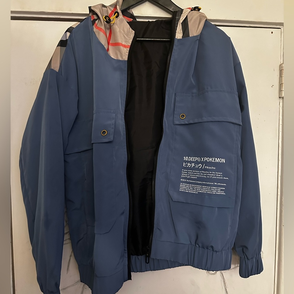 Blue Stylish Windbreaker Hoodie